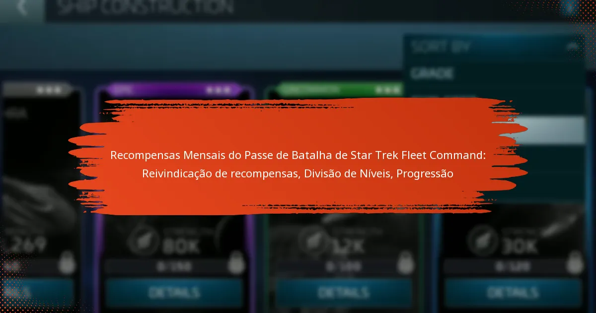 Recompensas Mensais do Passe de Batalha de Star Trek Fleet Command: Reivindicação de recompensas, Divisão de Níveis, Progressão